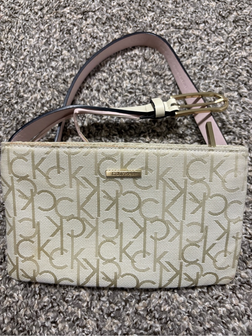 Calvin Klein Cream Logo Jacquard Beltbag